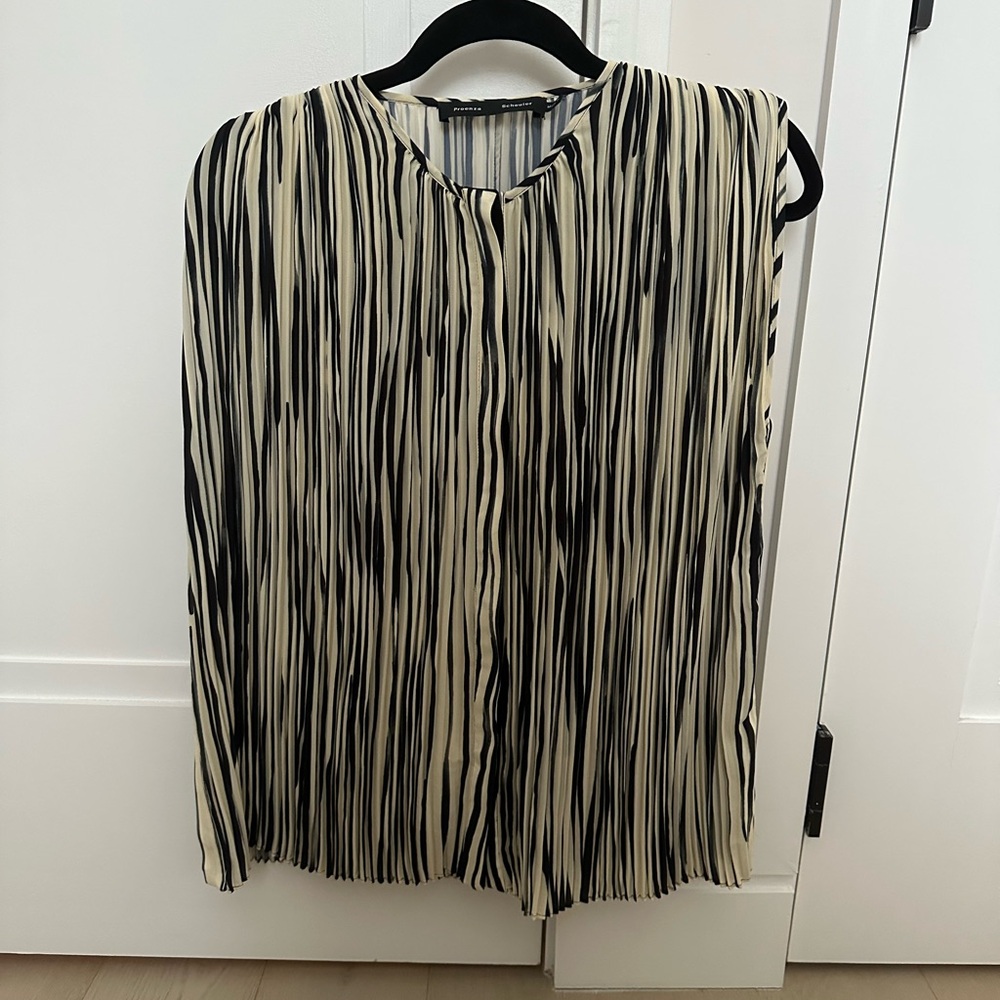 Proenza Schouler Wade Top in Printed Sheer Pleated Chiffon Top | Size US 4 NWOT